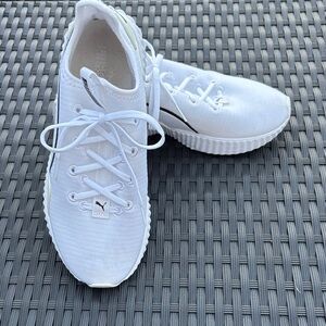 Puma Defy All-White Athletic Shoes